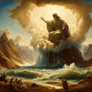 9. En God zei: Laat de wateren onder de hemel zich verzamelen op één plaats, zodat het droge tevoorschijn komt. En het werd zo.