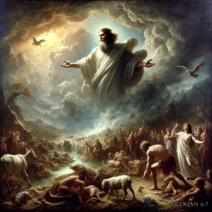 7. En de HEERE zei: Ik zal de mens, die Ik geschapen heb, van de aardbodem wegvagen, van de mens af tot het vee, tot de kruipende dieren en tot de vogels in de lucht; want het berouwt Mij dat Ik hen gemaakt heb.