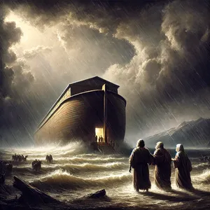 13. Op diezelfde dag gingen Noach, zijn zonen Sem, Cham en Jafet, zijn vrouw en de drie vrouwen van zijn zonen met hem de ark in.