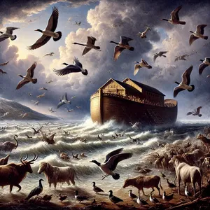 3. en van de vogels in de lucht ook zeven paar, mannetje en vrouwtje, zodat hun nakomelingen in leven blijven op de hele aarde.