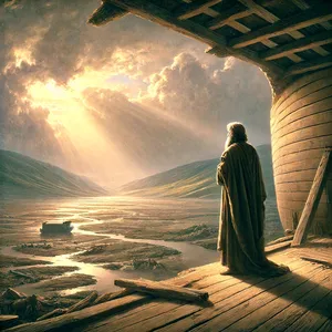 13. En het geschiedde in het zeshonderd en eerste jaar, in de eerste maand, op den eersten der maand, dat de wateren verdroogden van boven de aarde. En Noach nam het deksel der ark af, en hij zag toe, en ziet, het vlak der aarde was verdroogd.