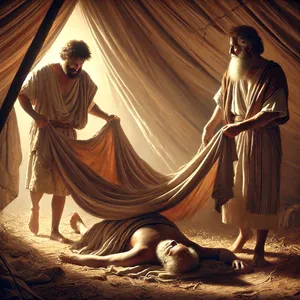 23. Toen namen Sem en Jafet een kleed, legden het op hun schouders, en liepen achterwaarts, en bedekten de naaktheid van hun vader; en hun gezichten waren afgewend, zodat zij de naaktheid van hun vader niet zagen.